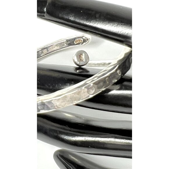 925 Signed Hammered Silver Cuff Bracelets Set  Adjustable Unisex Boho Jewelry - Picture 3 of 12